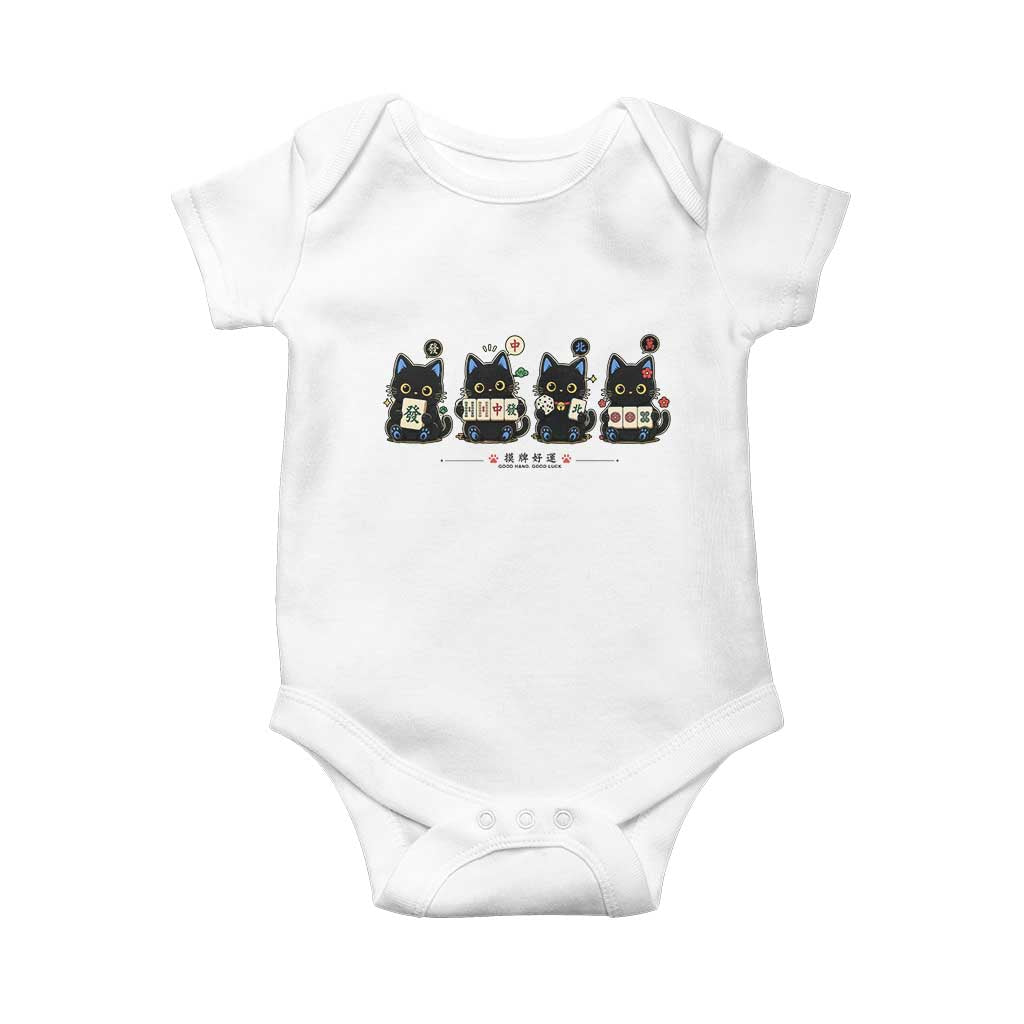 Black Cat Mahjong Lover Cute Graphic Baby Onesie TS10 White Print Your Wear