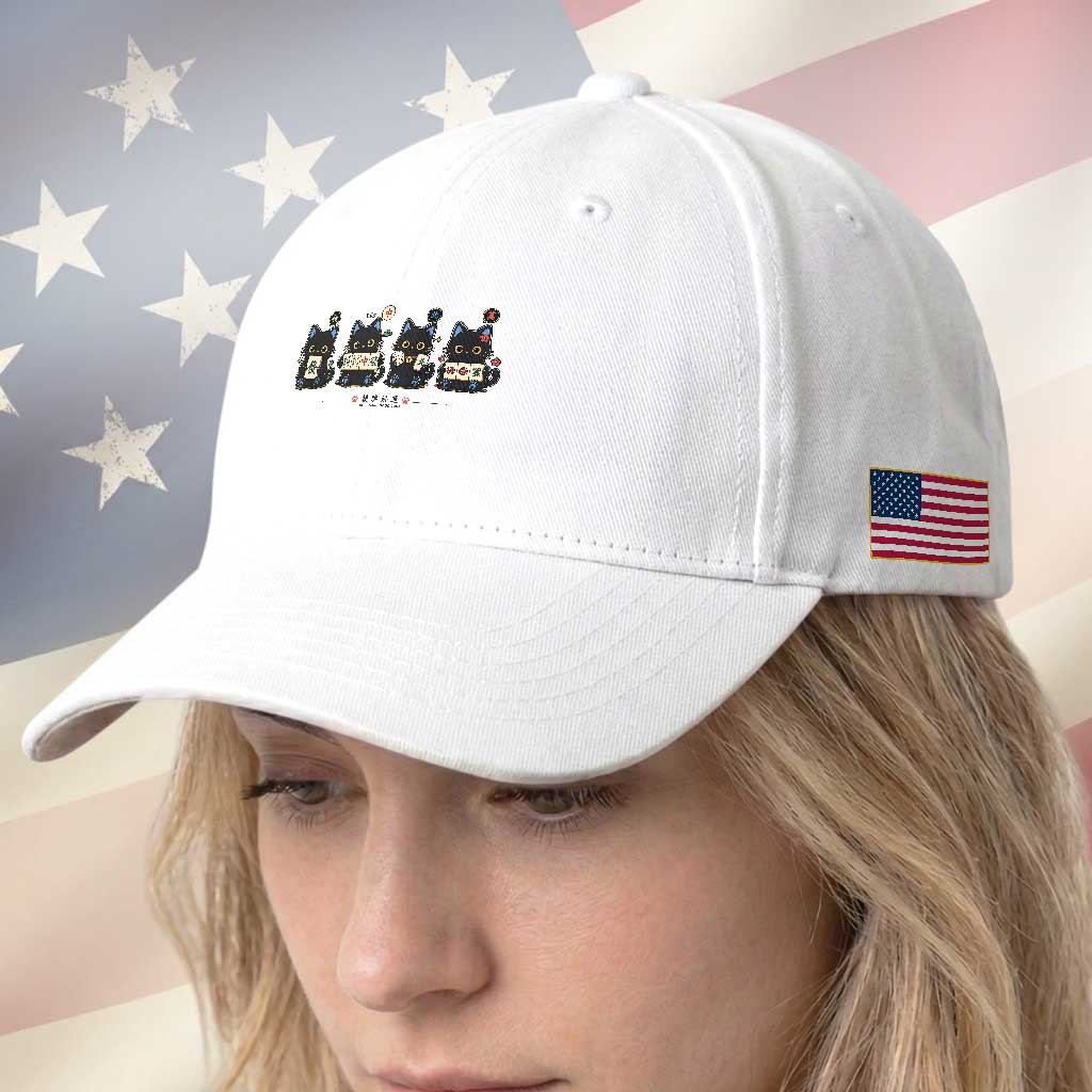 Black Cat Mahjong Lover Cute Graphic Baseball Cap