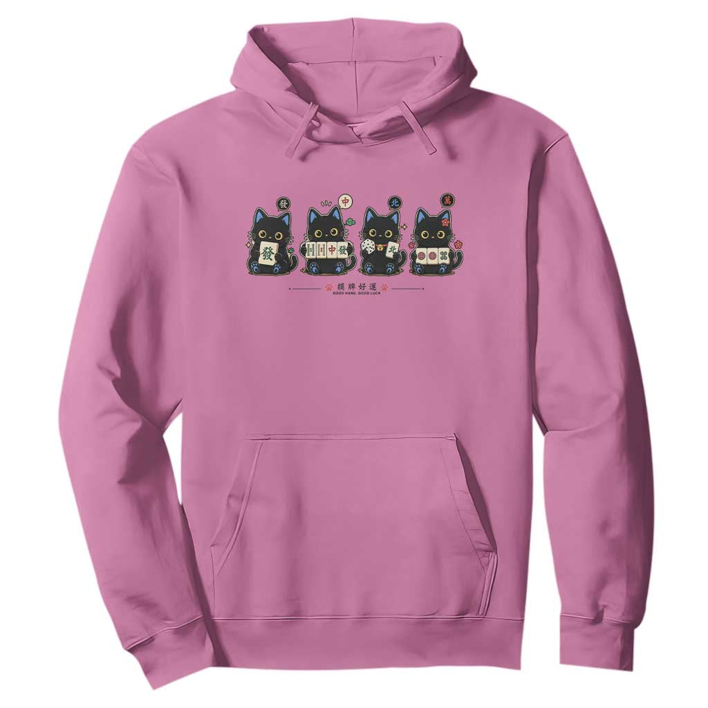 Black Cat Mahjong Lover Cute Graphic Hoodie