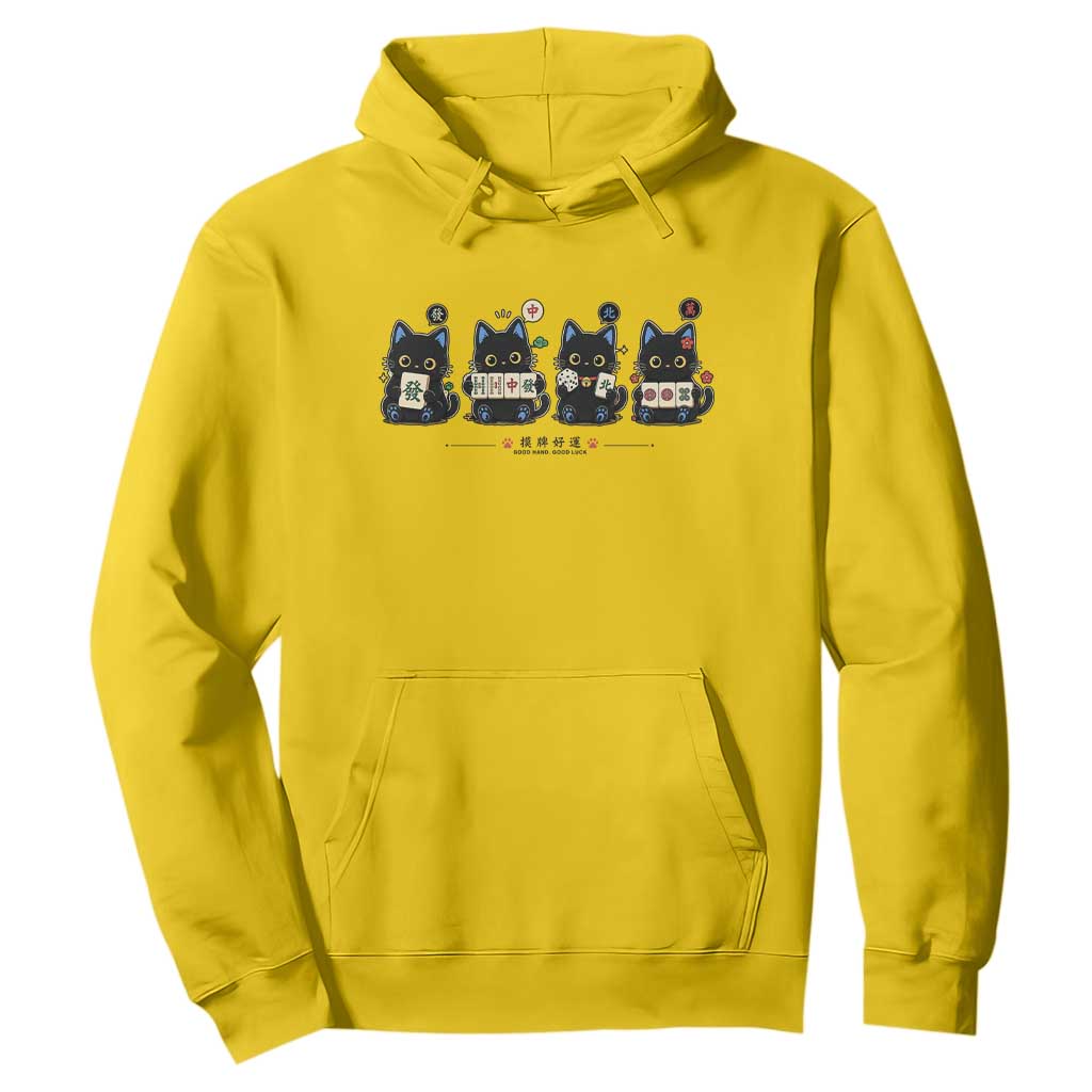 Black Cat Mahjong Lover Cute Graphic Hoodie