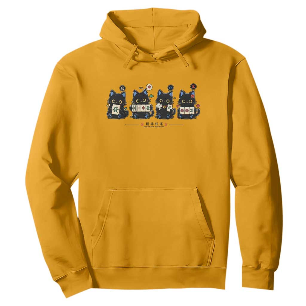 Black Cat Mahjong Lover Cute Graphic Hoodie