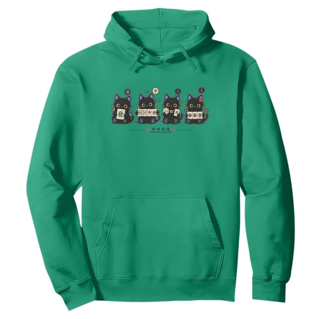 Black Cat Mahjong Lover Cute Graphic Hoodie