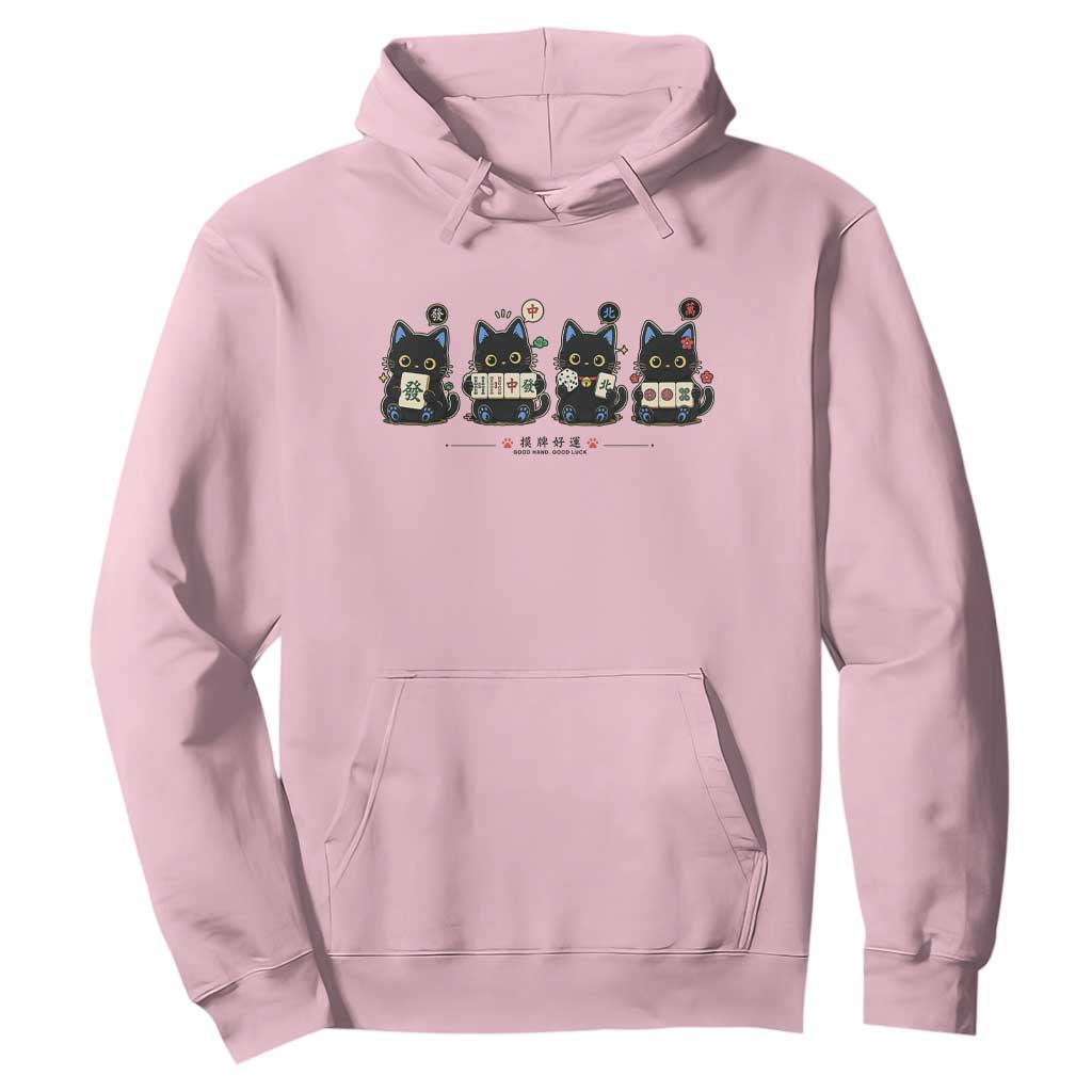Black Cat Mahjong Lover Cute Graphic Hoodie