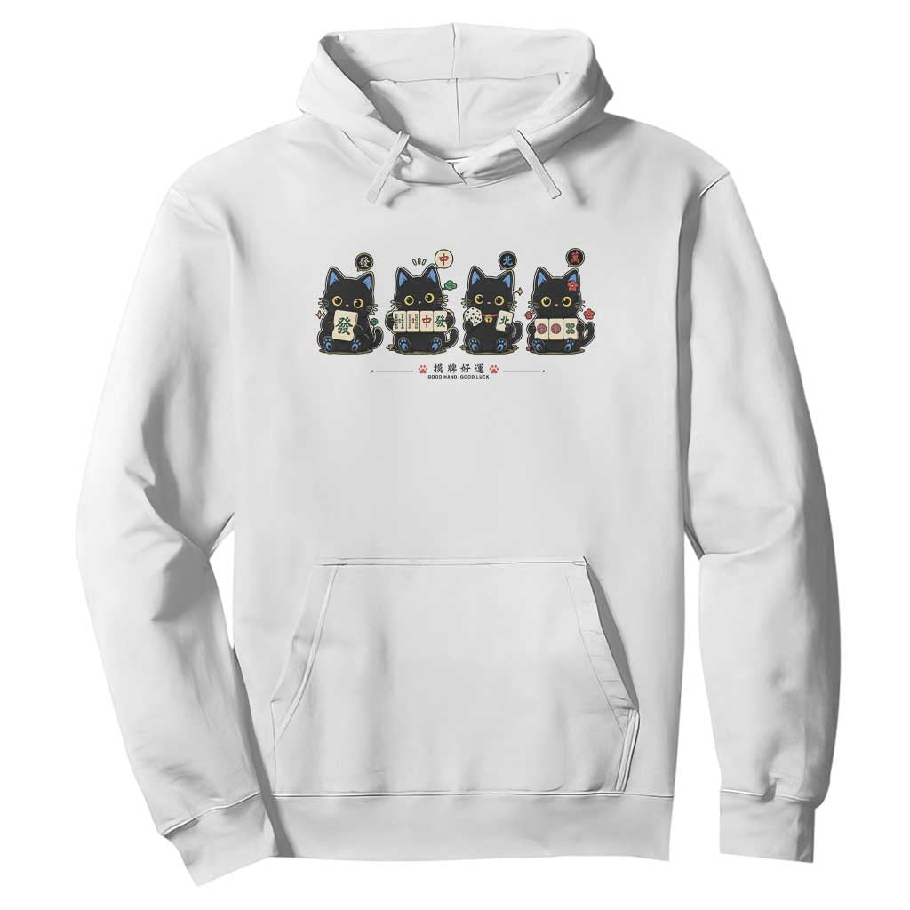 Black Cat Mahjong Lover Cute Graphic Hoodie
