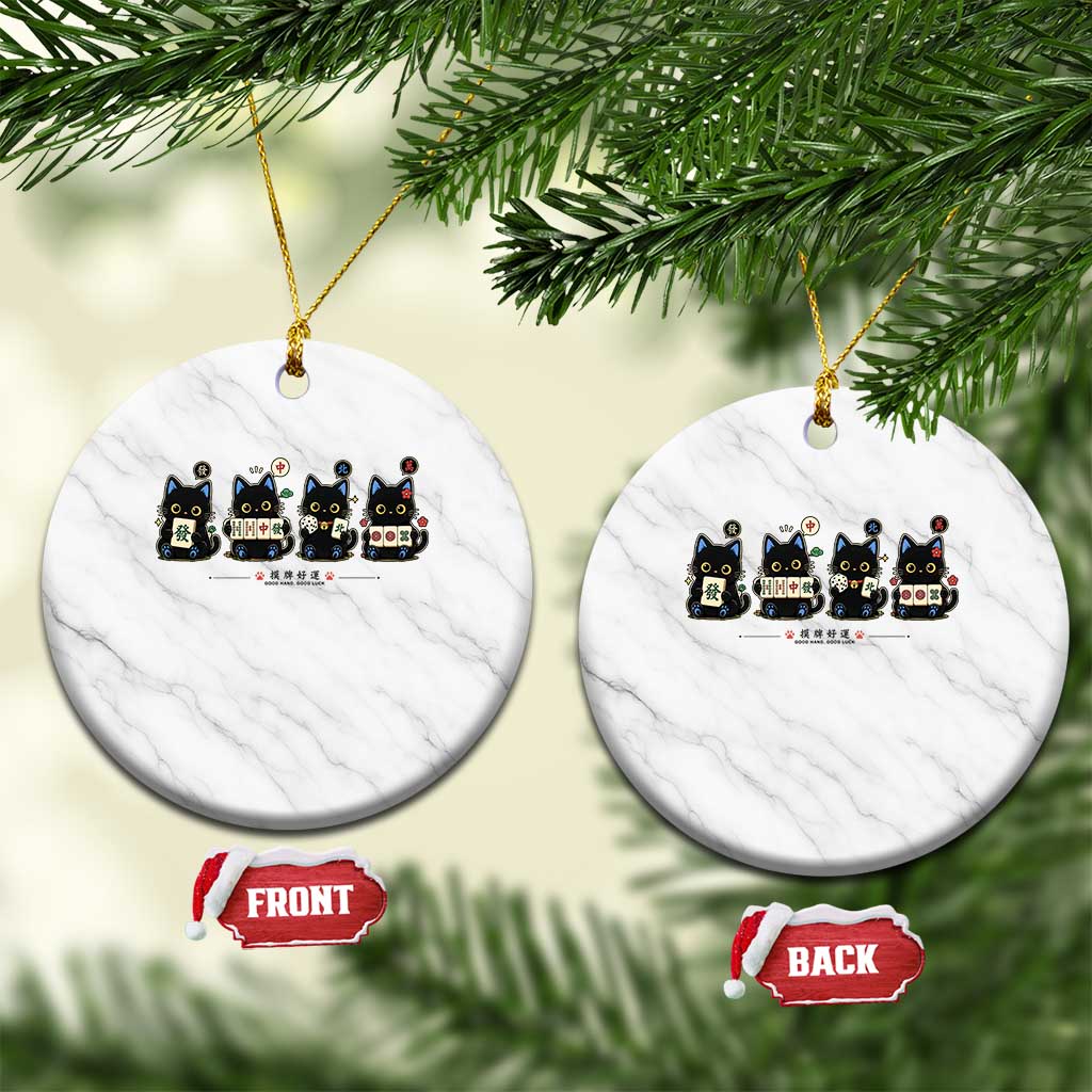 Black Cat Mahjong Lover Cute Graphic Ceramic Ornament TS10 1pc White Marble Print Your Wear