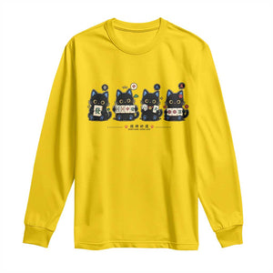 Black Cat Mahjong Lover Cute Graphic Long Sleeve Shirt