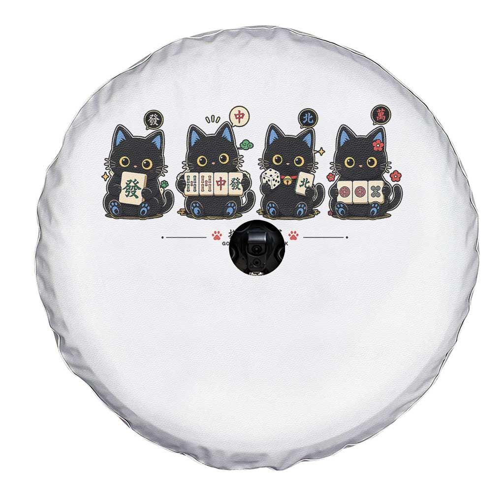 Black Cat Mahjong Lover Cute Graphic Spare Tire Cover TS10 Print Your Wear