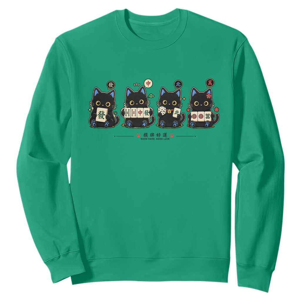 Black Cat Mahjong Lover Cute Graphic Sweatshirt