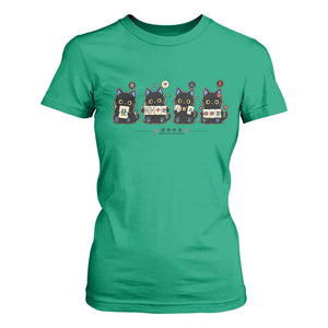 Black Cat Mahjong Lover Cute Graphic T Shirt For Women