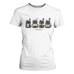 Black Cat Mahjong Lover Cute Graphic T Shirt For Women