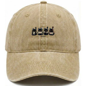 Black Cat Mahjong Lover Cute Graphic Washed Cotton Baseball Cap