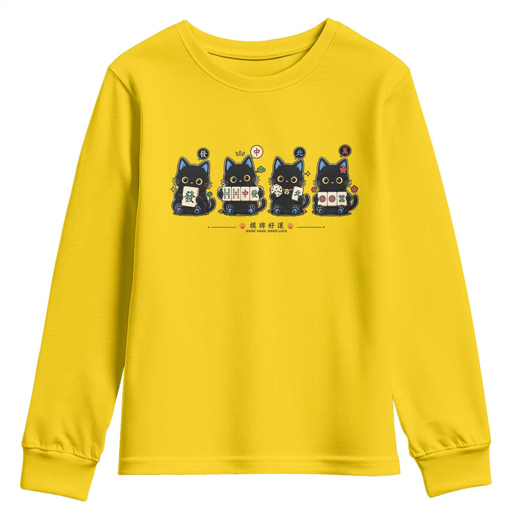Black Cat Mahjong Lover Cute Graphic Youth Sweatshirt