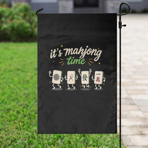 Its Mahjong Time Garden Flag Funny Cartoon Mahjong Tiles Gathering Game Night