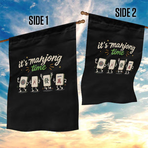 Its Mahjong Time Garden Flag Funny Cartoon Mahjong Tiles Gathering Game Night