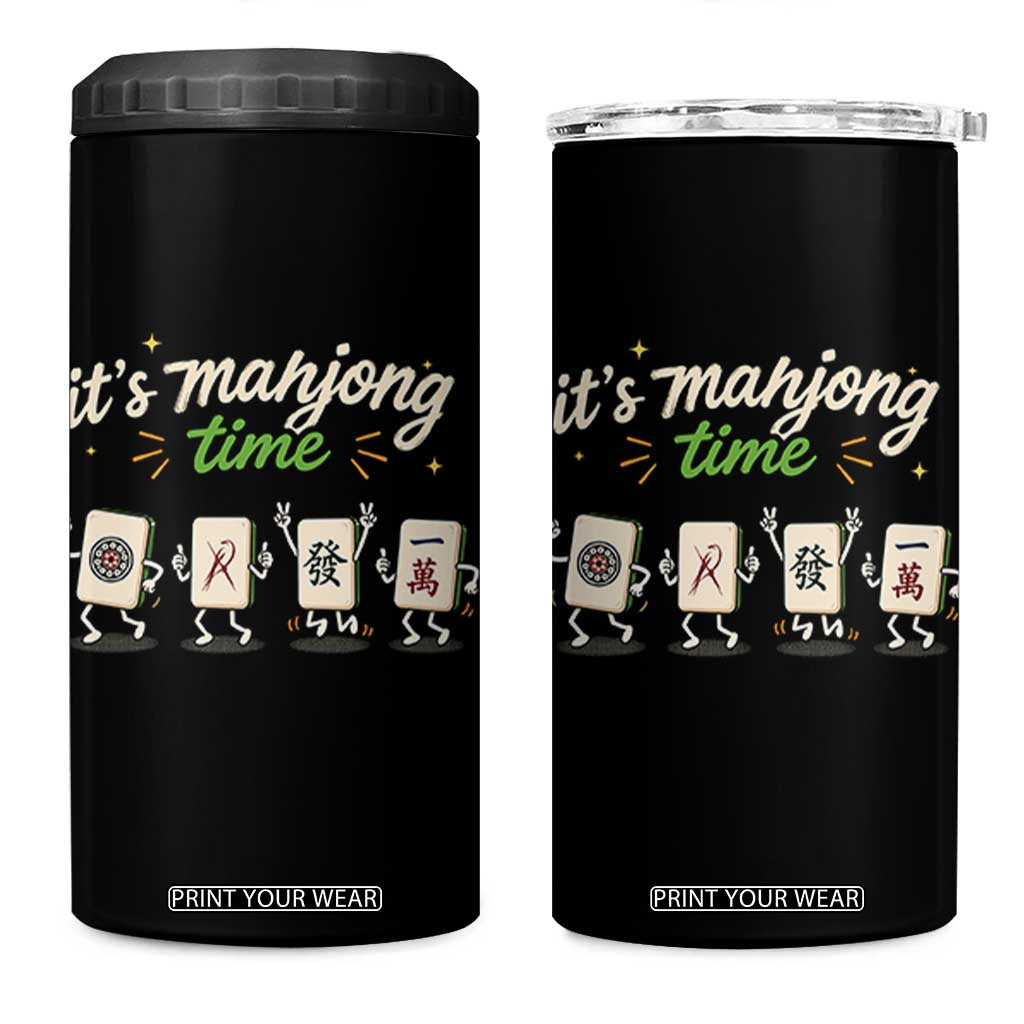 Its Mahjong Time 4 in 1 Can Cooler Tumbler Funny Cartoon Mahjong Tiles Gathering Game Night TS10 One Size: 16 oz Black Print Your Wear