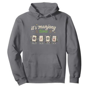 Its Mahjong Time Hoodie Funny Cartoon Mahjong Tiles Gathering Game Night TS10 Charcoal Print Your Wear