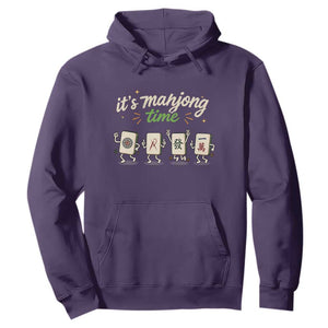 Its Mahjong Time Hoodie Funny Cartoon Mahjong Tiles Gathering Game Night TS10 Purple Print Your Wear