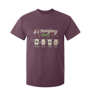 Its Mahjong Time T Shirt For Kid Funny Cartoon Mahjong Tiles Gathering Game Night TS10 Maroon Print Your Wear