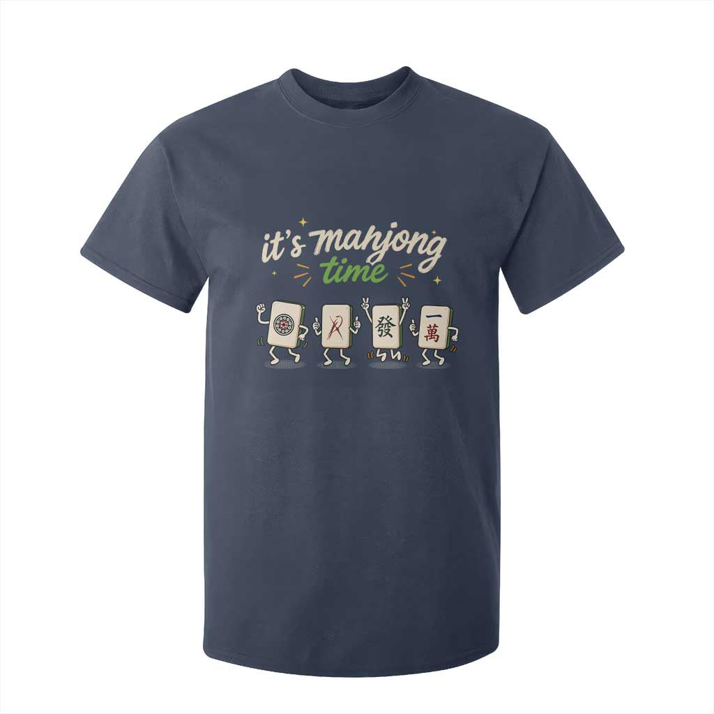Its Mahjong Time T Shirt For Kid Funny Cartoon Mahjong Tiles Gathering Game Night TS10 Navy Print Your Wear