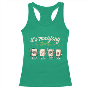 Its Mahjong Time Racerback Tank Top Funny Cartoon Mahjong Tiles Gathering Game Night TS10 Irish Green Print Your Wear