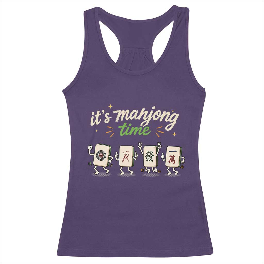 Its Mahjong Time Racerback Tank Top Funny Cartoon Mahjong Tiles Gathering Game Night TS10 Purple Print Your Wear