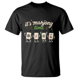 Its Mahjong Time T Shirt Funny Cartoon Mahjong Tiles Gathering Game Night TS10 Black Print Your Wear