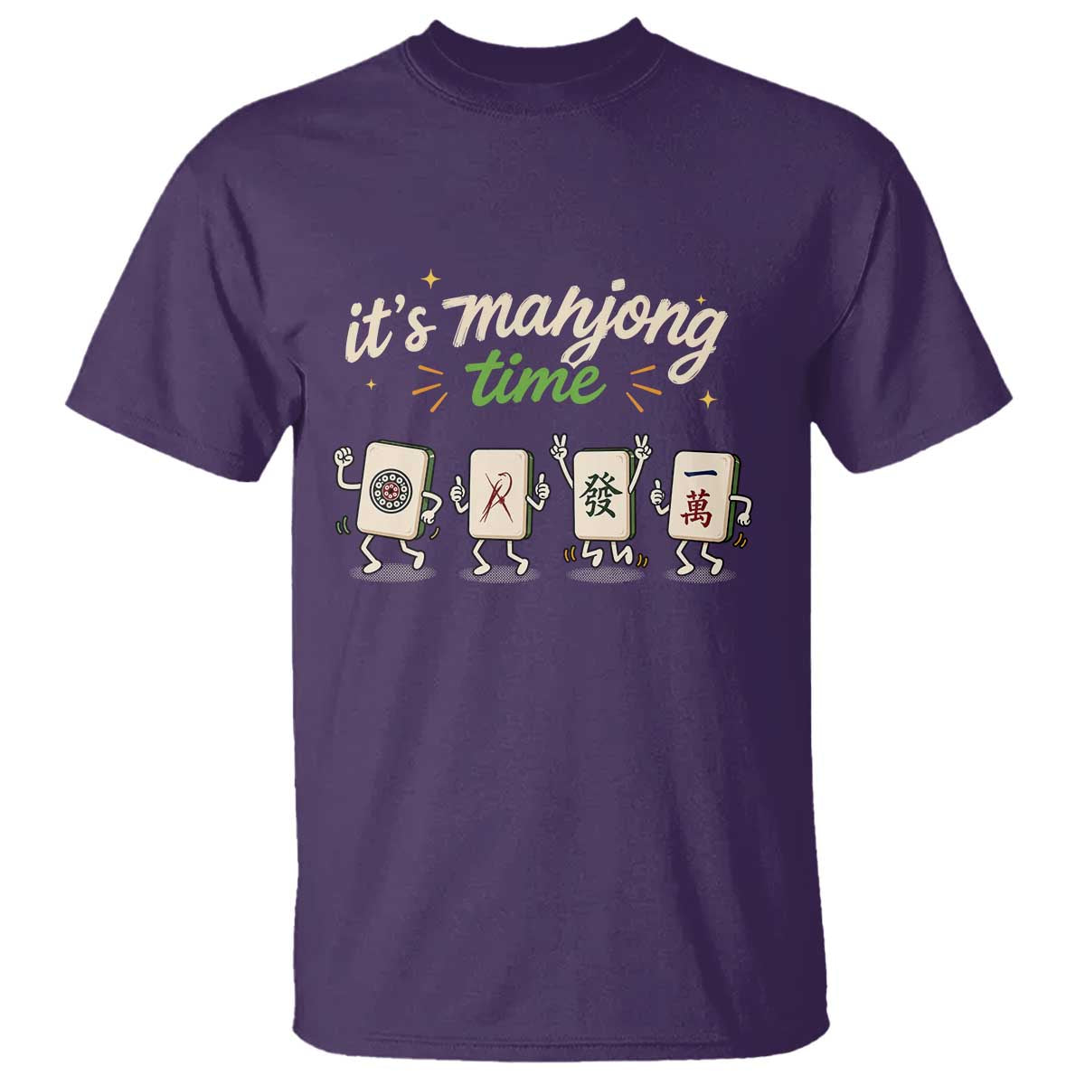 Its Mahjong Time T Shirt Funny Cartoon Mahjong Tiles Gathering Game Night TS10 Purple Print Your Wear