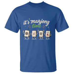 Its Mahjong Time T Shirt Funny Cartoon Mahjong Tiles Gathering Game Night TS10 Royal Blue Print Your Wear