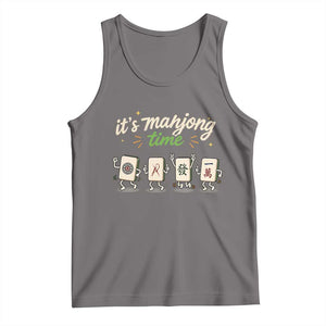 Its Mahjong Time Tank Top Funny Cartoon Mahjong Tiles Gathering Game Night TS10 Deep Heather Print Your Wear