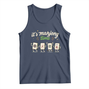Its Mahjong Time Tank Top Funny Cartoon Mahjong Tiles Gathering Game Night TS10 Navy Print Your Wear