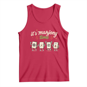Its Mahjong Time Tank Top Funny Cartoon Mahjong Tiles Gathering Game Night TS10 Red Print Your Wear