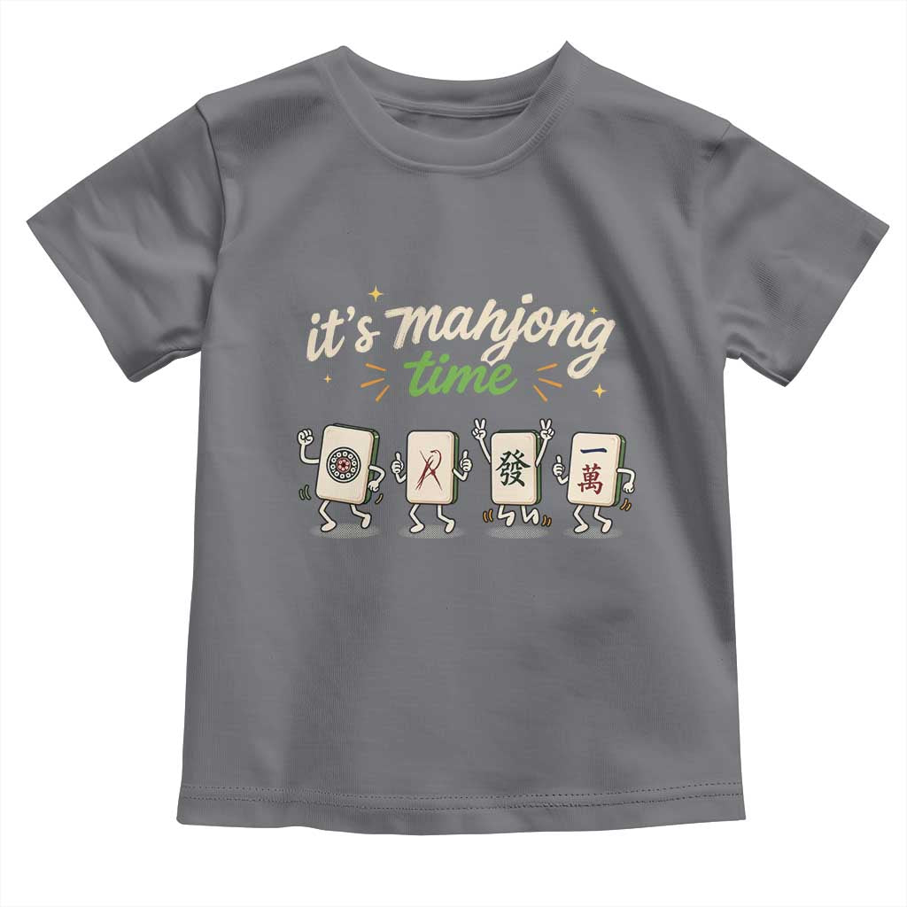 Its Mahjong Time Toddler T Shirt Funny Cartoon Mahjong Tiles Gathering Game Night TS10 Charcoal Print Your Wear
