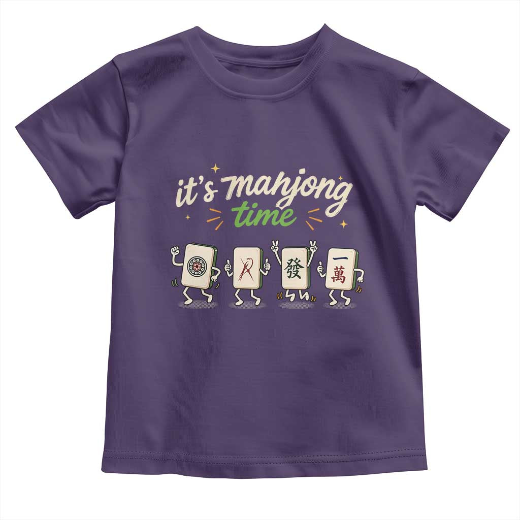 Its Mahjong Time Toddler T Shirt Funny Cartoon Mahjong Tiles Gathering Game Night TS10 Purple Print Your Wear