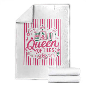 Queen Of Tiles Pink Mahjong Lover Game Night Graphic Throw Blanket