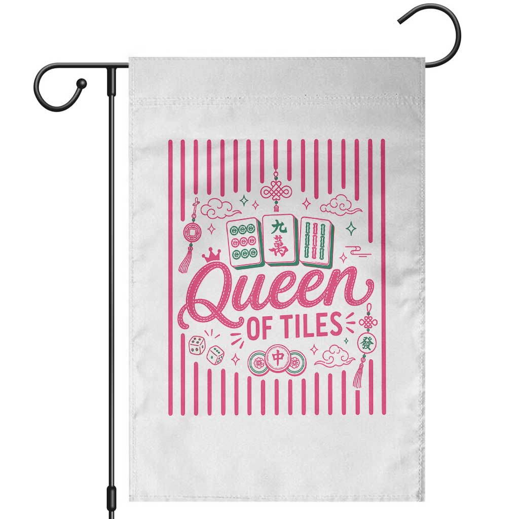 Queen Of Tiles Pink Mahjong Lover Game Night Graphic Garden Flag