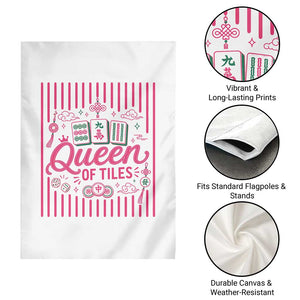 Queen Of Tiles Pink Mahjong Lover Game Night Graphic Garden Flag