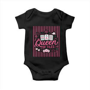 Queen Of Tiles Pink Mahjong Lover Game Night Graphic Baby Onesie