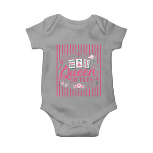 Queen Of Tiles Pink Mahjong Lover Game Night Graphic Baby Onesie