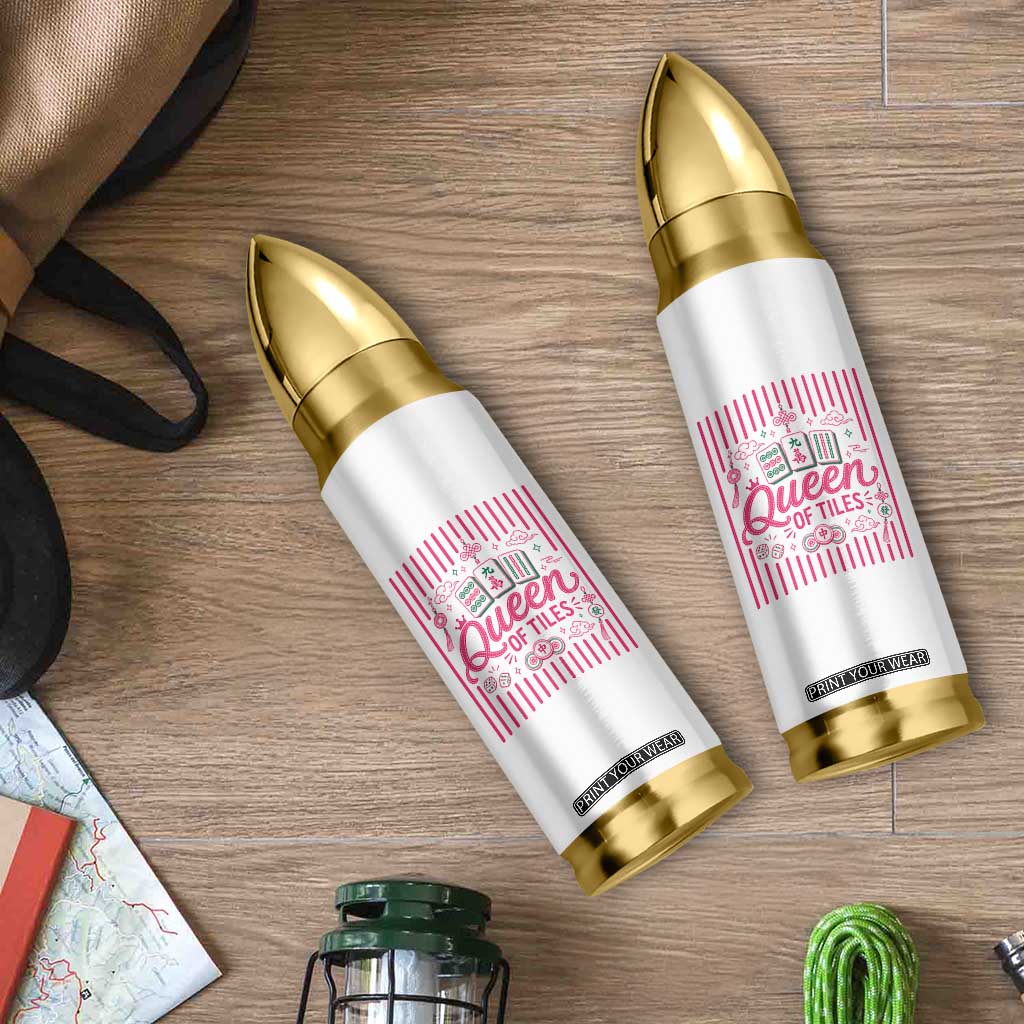 Queen Of Tiles Pink Mahjong Lover Game Night Graphic Bullet Tumbler TS10 Print Your Wear