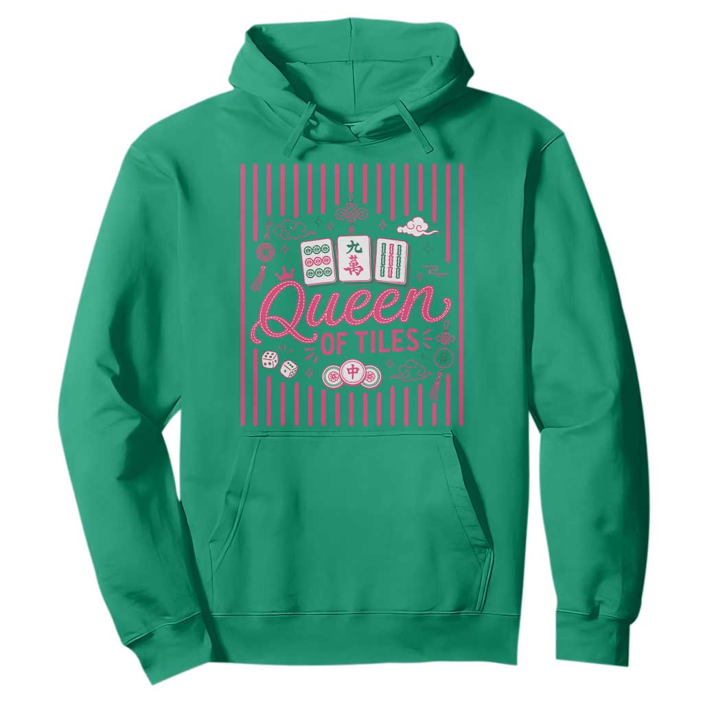 Queen Of Tiles Pink Mahjong Lover Game Night Graphic Hoodie