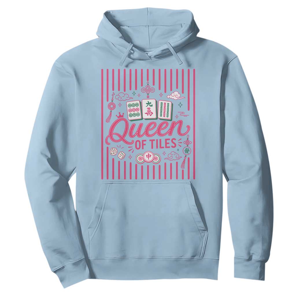 Queen Of Tiles Pink Mahjong Lover Game Night Graphic Hoodie