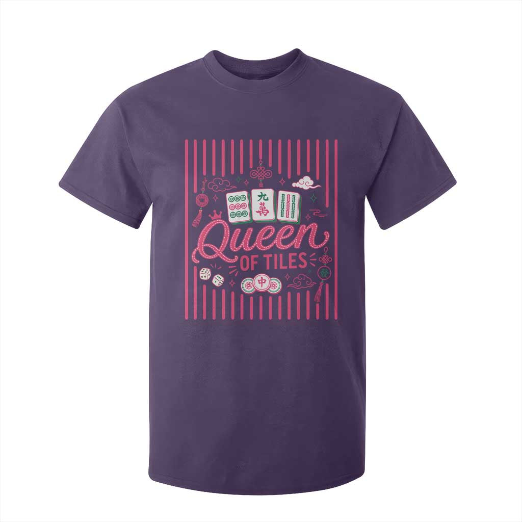 Queen Of Tiles Pink Mahjong Lover Game Night Graphic T Shirt For Kid