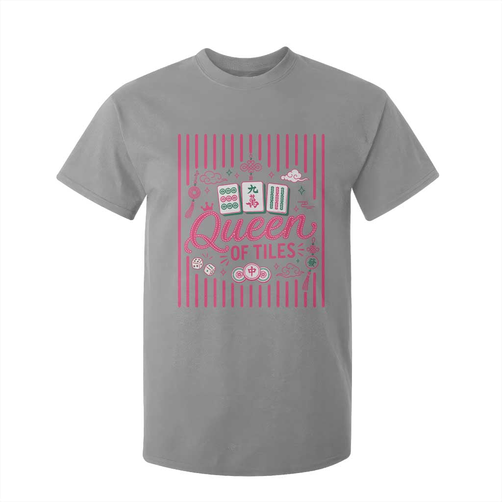 Queen Of Tiles Pink Mahjong Lover Game Night Graphic T Shirt For Kid