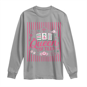 Queen Of Tiles Pink Mahjong Lover Game Night Graphic Long Sleeve Shirt