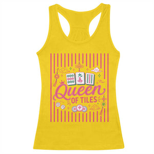 Queen Of Tiles Pink Mahjong Lover Game Night Graphic Racerback Tank Top