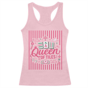 Queen Of Tiles Pink Mahjong Lover Game Night Graphic Racerback Tank Top
