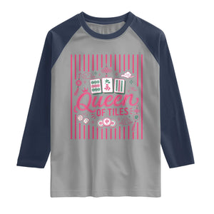 Queen Of Tiles Pink Mahjong Lover Game Night Graphic Raglan Shirt