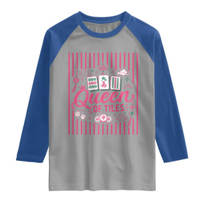 Queen Of Tiles Pink Mahjong Lover Game Night Graphic Raglan Shirt