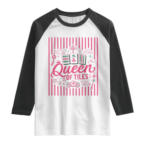 Queen Of Tiles Pink Mahjong Lover Game Night Graphic Raglan Shirt