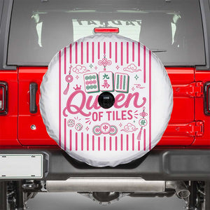 Queen Of Tiles Pink Mahjong Lover Game Night Graphic Spare Tire Cover TS10 White Print Your Wear